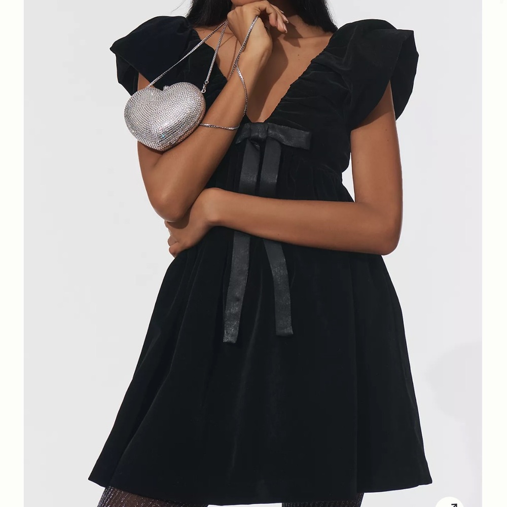 Endless Rose Velvet Bow Mini Dress